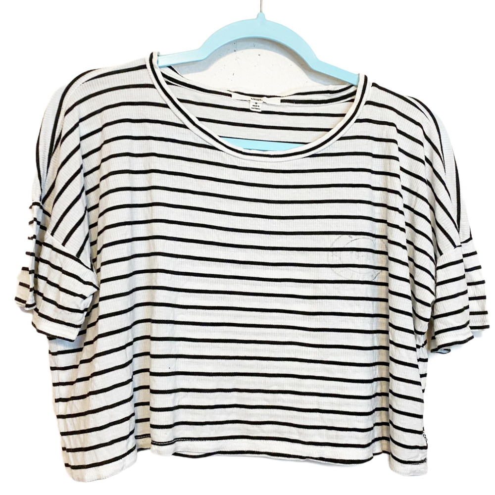VANS Tee Striped White Breathable Crop Top T-Shirt